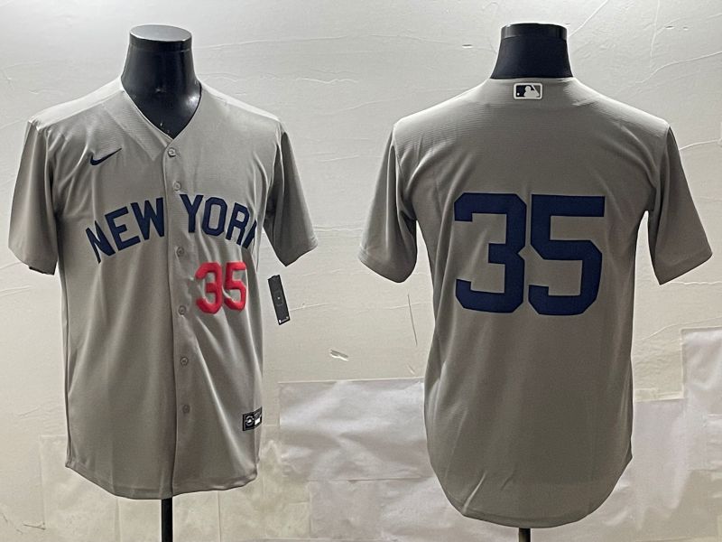 Men New York Yankees 35 No Name Grey Game 2025 Nike MLB Jersey style 3162